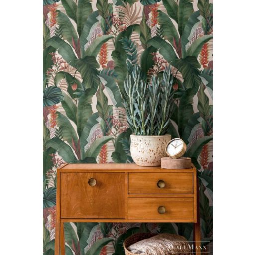 AS CREATION Drawn Into Nature 39435-1 zöld pálma-levél mintás természet tapéta