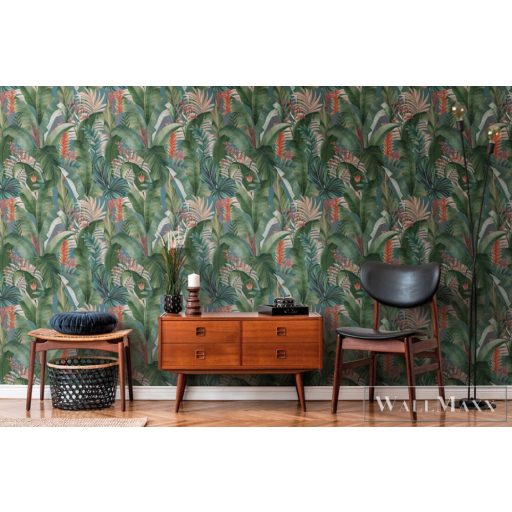 AS CREATION Drawn Into Nature 39435-2 kék pálma-levél mintás természet tapéta