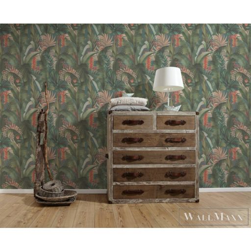 AS CREATION Drawn Into Nature 39435-2 kék pálma-levél mintás természet tapéta