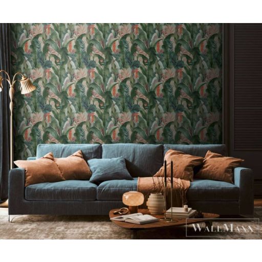 AS CREATION Drawn Into Nature 39435-3 zöld pálma-levél mintás természet tapéta