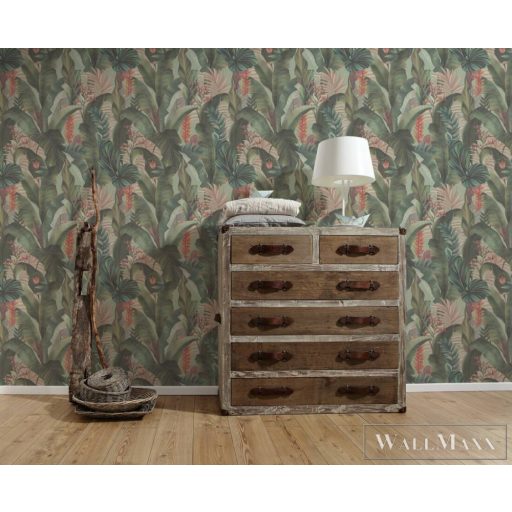 AS CREATION Drawn Into Nature 39435-3 zöld pálma-levél mintás természet tapéta