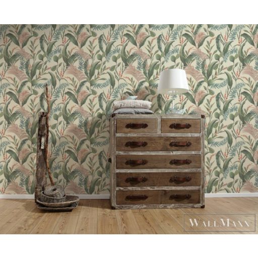 AS CREATION Drawn Into Nature 39436-1 krémszínű pálma-levél mintás természet tapéta