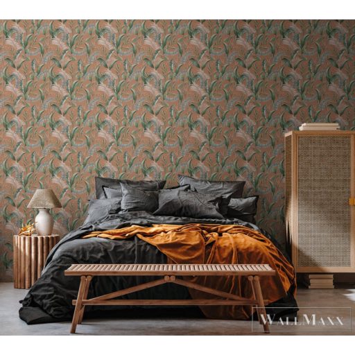 AS CREATION Drawn Into Nature 39436-2 narancssárga pálma-levél mintás természet tapéta