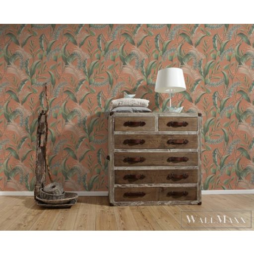 AS CREATION Drawn Into Nature 39436-2 narancssárga pálma-levél mintás természet tapéta