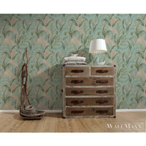 AS CREATION Drawn Into Nature 39436-4 kék pálma-levél mintás természet tapéta