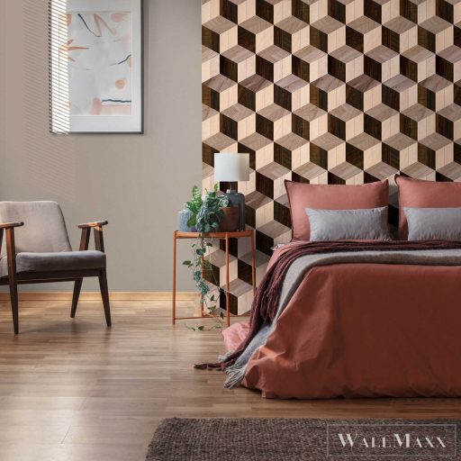 AS CREATION The Wall 3 39833-1 bézs 3d-kocka modern,elegáns digitális panel