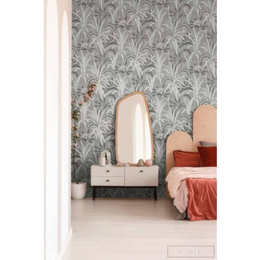 AS CREATION French Affair 39936-2 szürke leveles grafikai tapéta