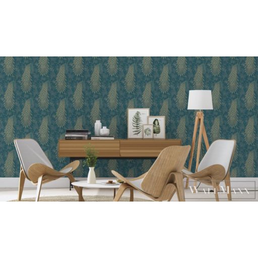 RASCH SANSA 2021 405804 PÁVÁS PÁVATOLL TAPÉTA kék arany