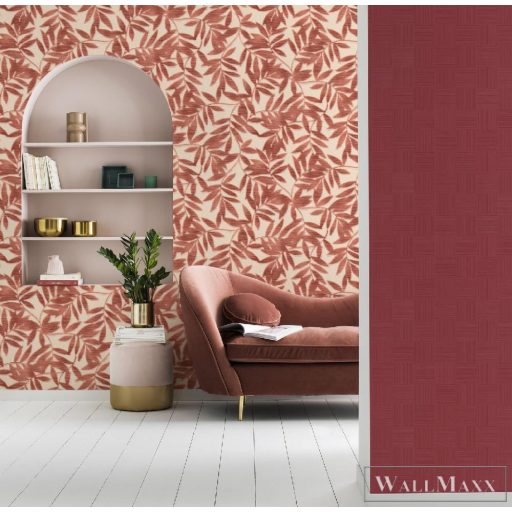 406344 narancsos-barna levélmintás tapéta