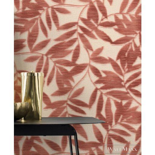 406344 narancsos-barna levélmintás tapéta