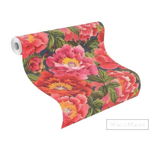 RASCH KIMONO 2023 408355 53CM X 10M PIROS VIRÁGMINTÁS TAPÉTA