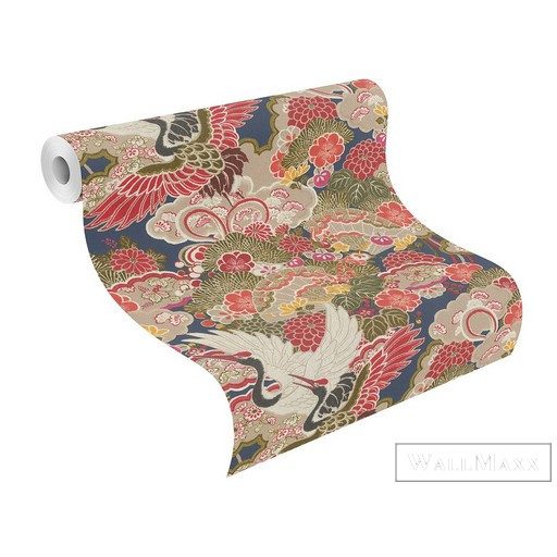 RASCH KIMONO 2023 409352 53CM X 10M KÉK GÓLYÁS TAPÉTA