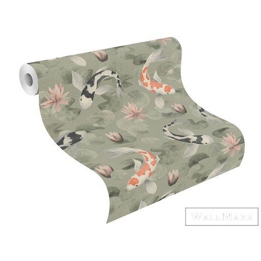 RASCH KIMONO 2023 409437 53CM X 10M ZÖLD HALAS TAPÉTA