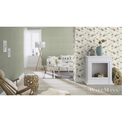 RASCH KIMONO 2023 409543 53CM X 10M ZÖLD GÓLYÁS TAPÉTA