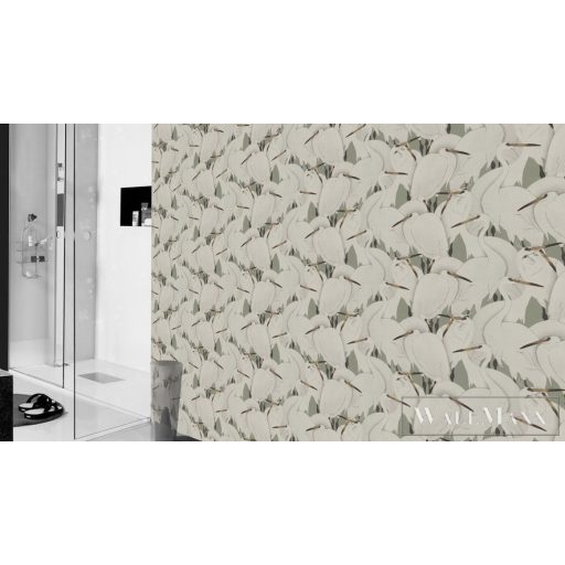 RASCH KIMONO 2023 409543 53CM X 10M ZÖLD GÓLYÁS TAPÉTA