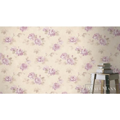 425635 design rózsacsokros tapéta lila/krém