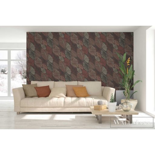 ICH Nomad 4301-4 terakotta levél mintás nomád tapéta