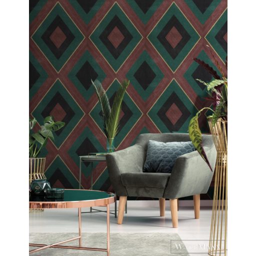 ICH Nomad 4312-1 zöld rombusz mintás grafikai tapéta