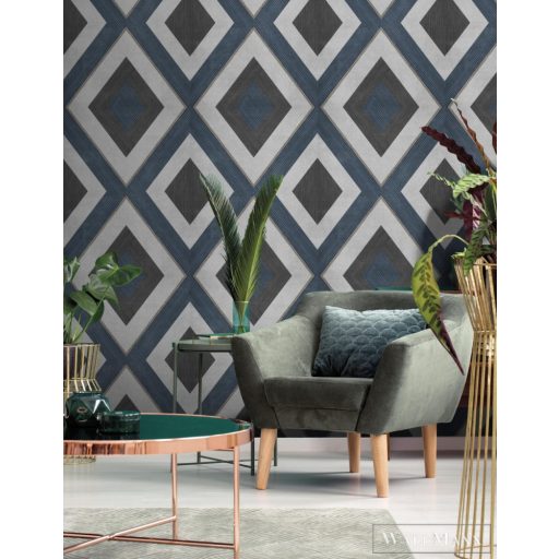 ICH Nomad 4312-2 kék rombusz mintás grafikai tapéta