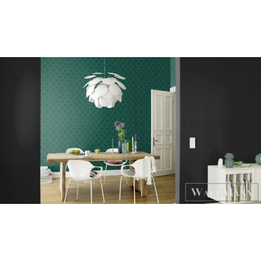 RASCH DENZO II 2022 433258 PÁVATOLLAS ZÖLD TAPÉTA