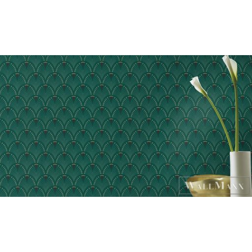 RASCH DENZO II 2022 433258 PÁVATOLLAS ZÖLD TAPÉTA