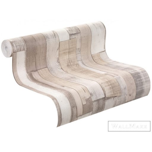 Rasch Bricks & Wood II 446715 Modern krémszínű parketta mintás tapéta
