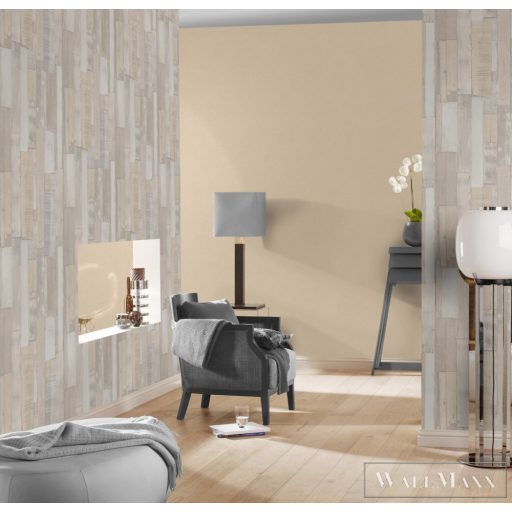 Rasch Bricks & Wood II 446715 Modern krémszínű parketta mintás tapéta