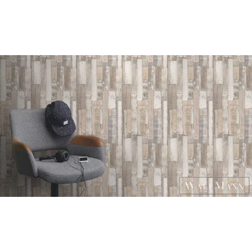 Rasch Bricks & Wood II 446715 Modern krémszínű parketta mintás tapéta