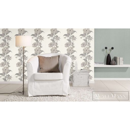 RASCH Country-Charme 449822 szürke szövet mintás modern tapéta