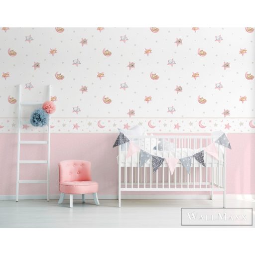 ICH Pippo 450-2 rózsaszín Álmodó állatos mintás Gyerek papír tapéta