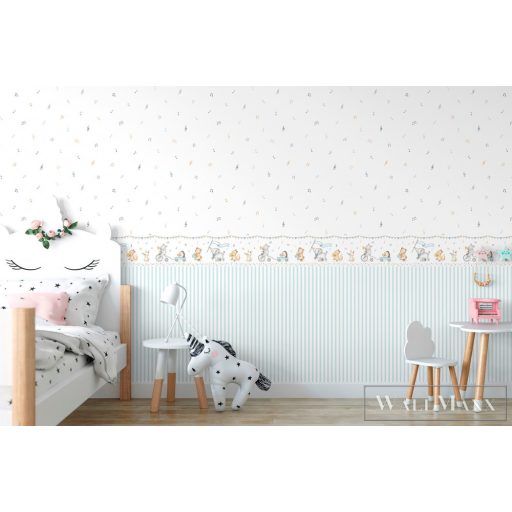 ICH Pippo 451-1 kék Hangjegy mintás Gyerek papír tapéta