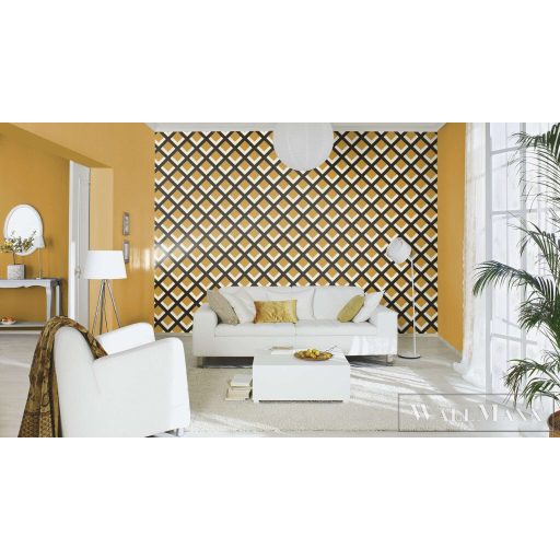 RASCH Country-Charme 452075 sárga szövet mintás modern tapéta