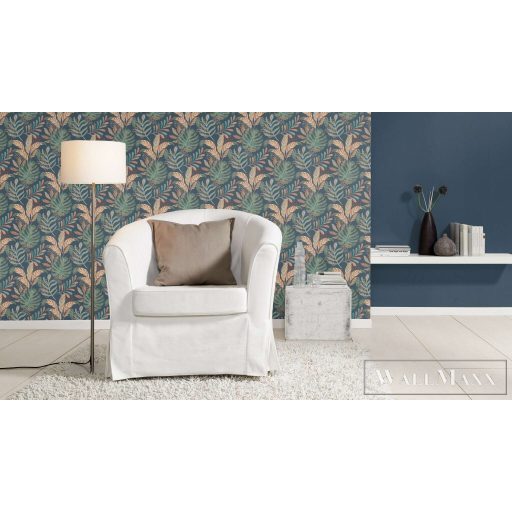 RASCH Country-Charme 452082 kék szövet mintás modern tapéta