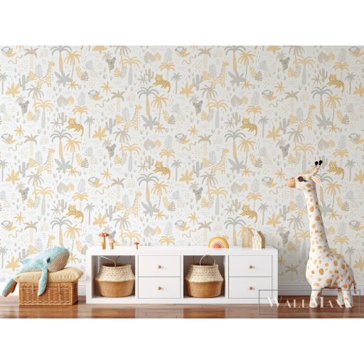 ICH Pippo 454-2 sárga Dzsungel mintás Gyerek papír tapéta