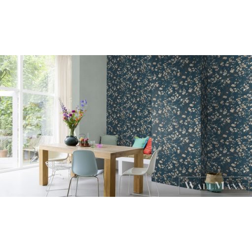 RASCH DENZO II 2022 456738 SZILVAVIRÁG KÉK TAPÉTA