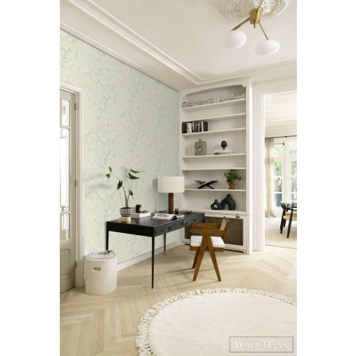 RASCH Country-Charme 456769 kék virág mintás natúra tapéta