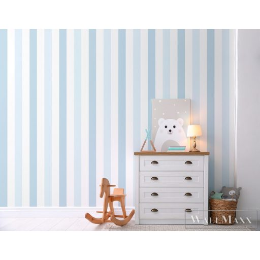 ICH Pippo 461-1 kék Csíkos Gyerek papír tapéta