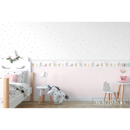 ICH Pippo 462-3 rózsaszín Csíkos Gyerek papír tapéta