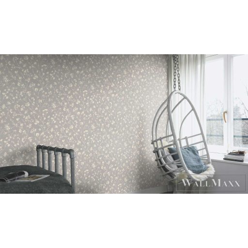 RASCH Country-Charme 463828 szürke virág mintás leveles tapéta