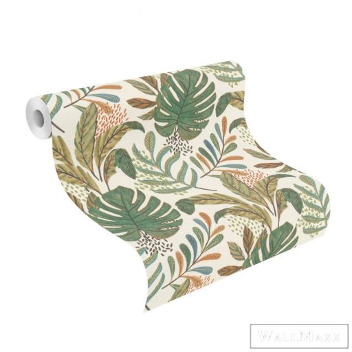 RASCH Salsa 2023 464313 krémszínű, barna Filodendron mintás Klasszikus vlies tapéta