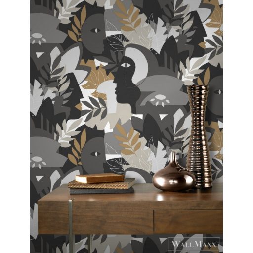 Rasch Salsa 2023 464849 barna grafikus visages antiques tapéta