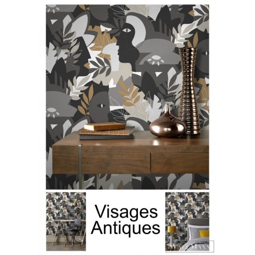 Rasch Salsa 2023 464849 barna grafikus visages antiques tapéta