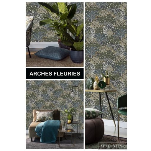 Rasch Salsa 2023 464900 kék grafikus arches fleuries tapéta