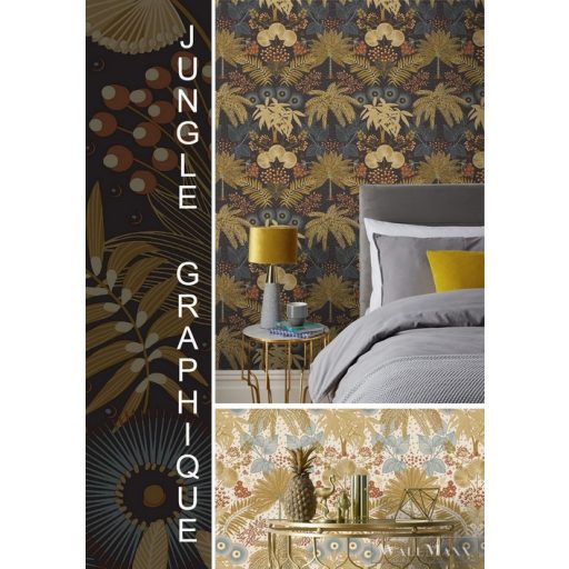 Rasch Salsa 2023 465730 kék grafikus jungle graphique tapéta