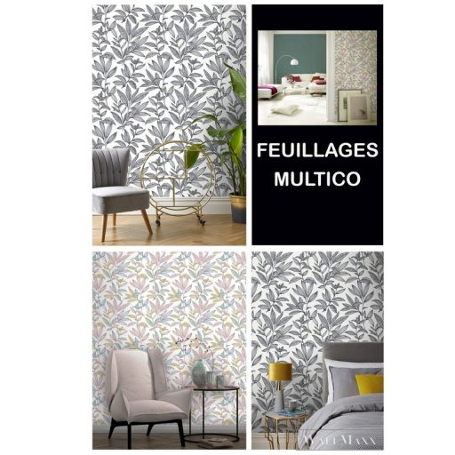 Rasch Salsa 2023 466409 kék grafikus feuillages multico tapéta