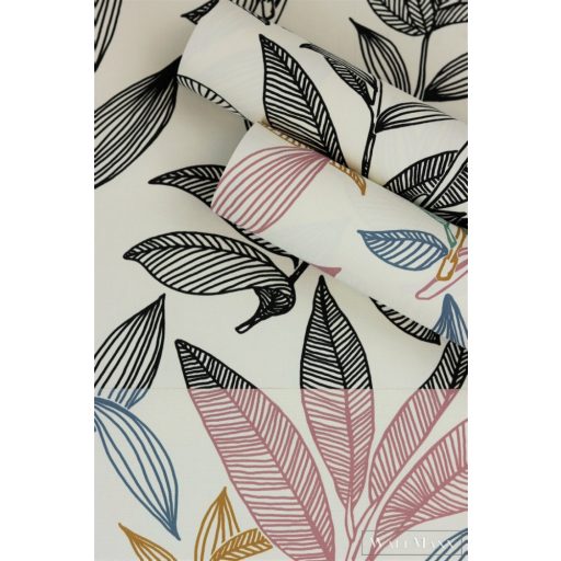 Rasch Salsa 2023 466409 kék grafikus feuillages multico tapéta