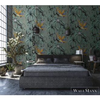   Marburg Smart Art Aspiration 46810 zöld madár mintás panel