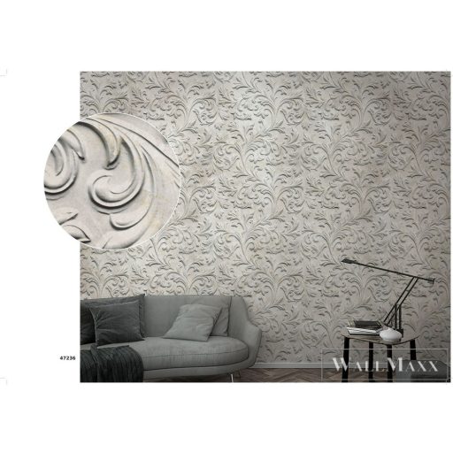 Marburg Smart Art Easy 47236 Térhatású ezüst virág mintás digitális panel