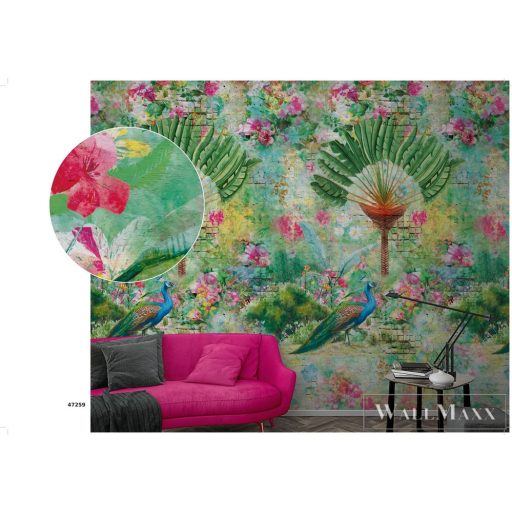 Marburg Smart Art Easy 47259 Grafikus zöld páva mintás digitális panel