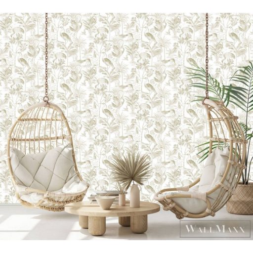 MARBURG Spirit of Jungle 47403 barna-fehér madár mintás Grafikus tapéta